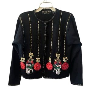 Bellepointe Christopher Radko black Christmas cardigan size S